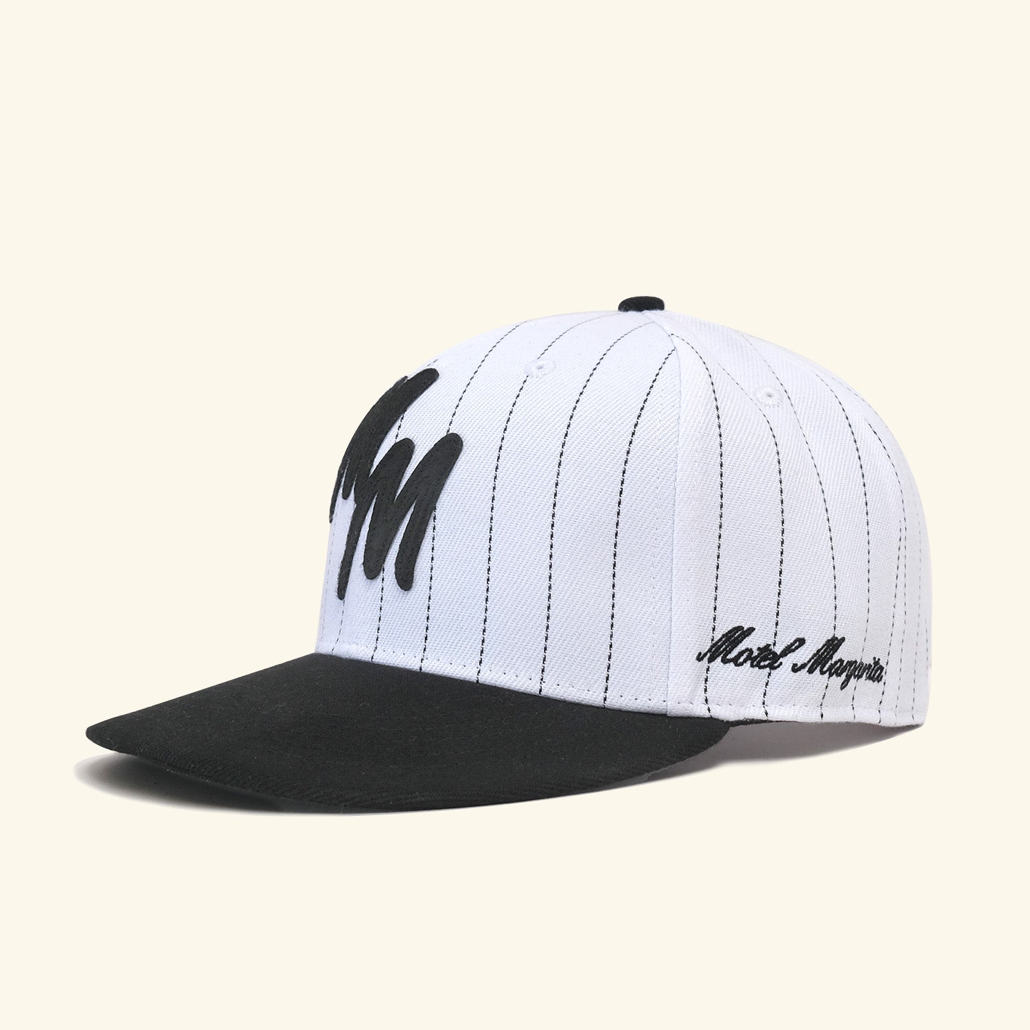 Moniker Snapback - White/Black Pinstripe