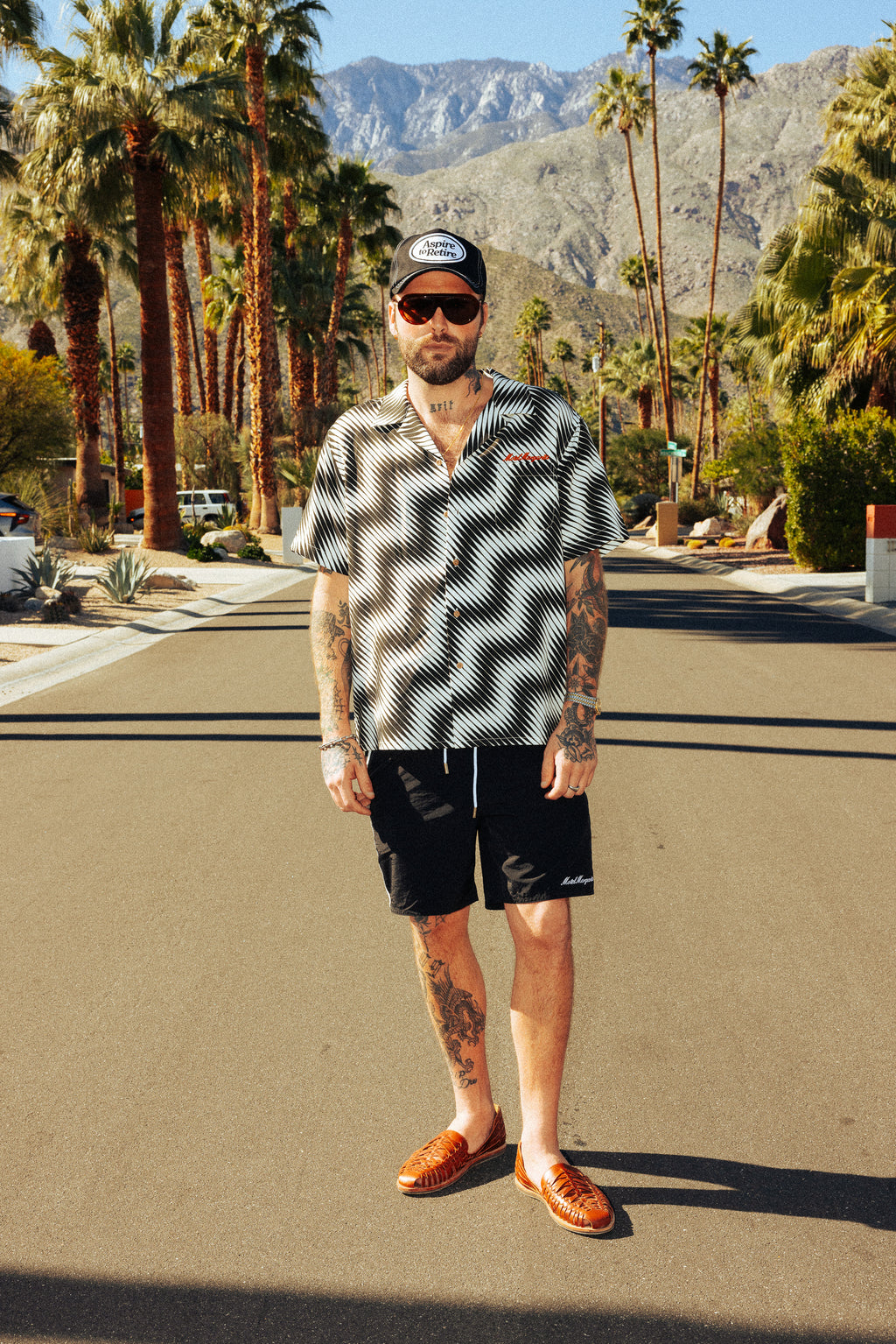 Waves Button Up - Bone/Black