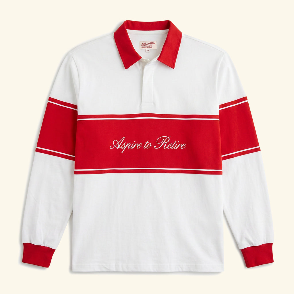 Harbor L/S Rugby - White/Cherry