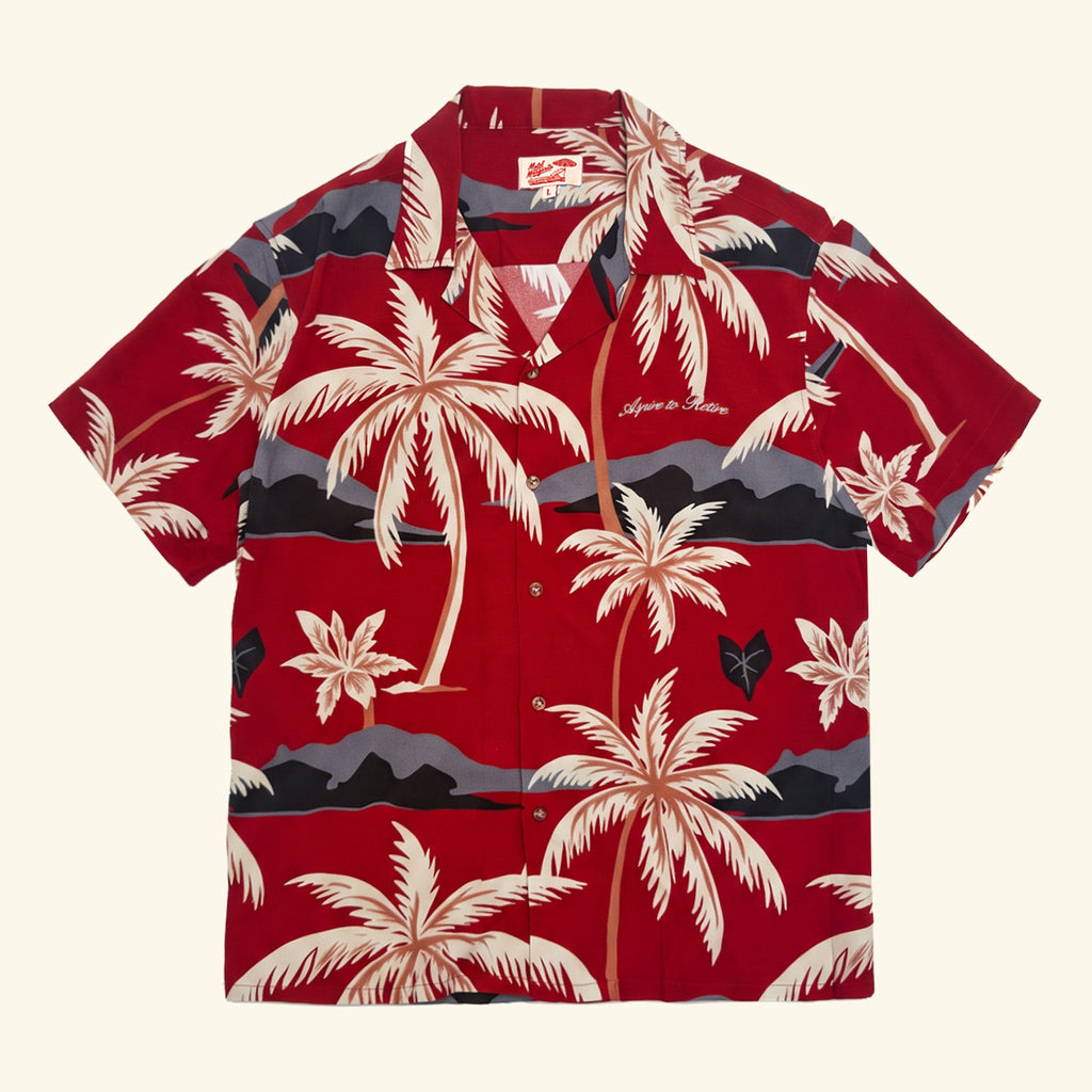 Island S/S Button Up - Crimson