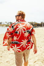 Island S/S Button Up - Crimson