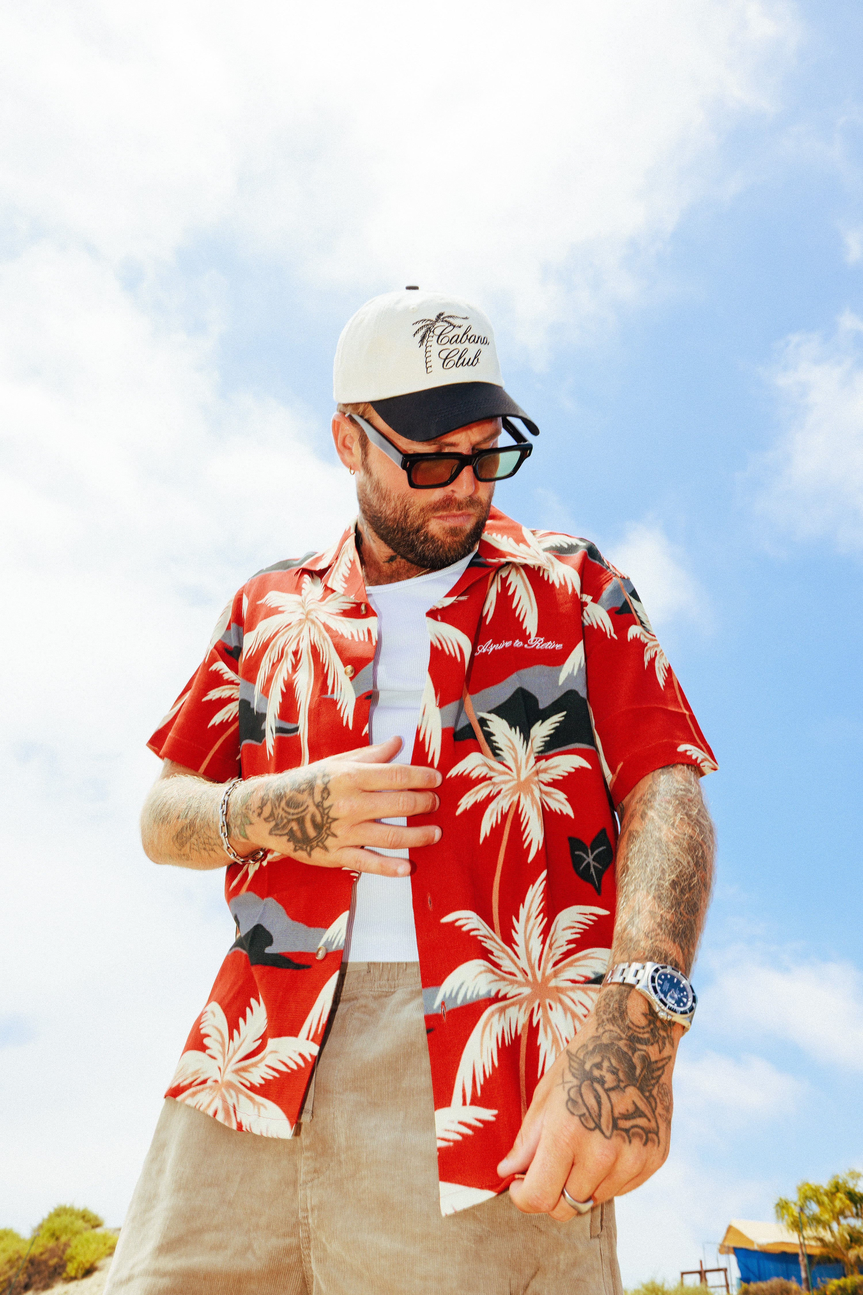 Island S/S Button Up - Crimson