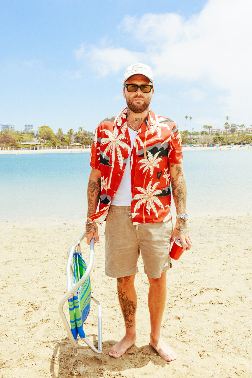 Island S/S Button Up - Crimson