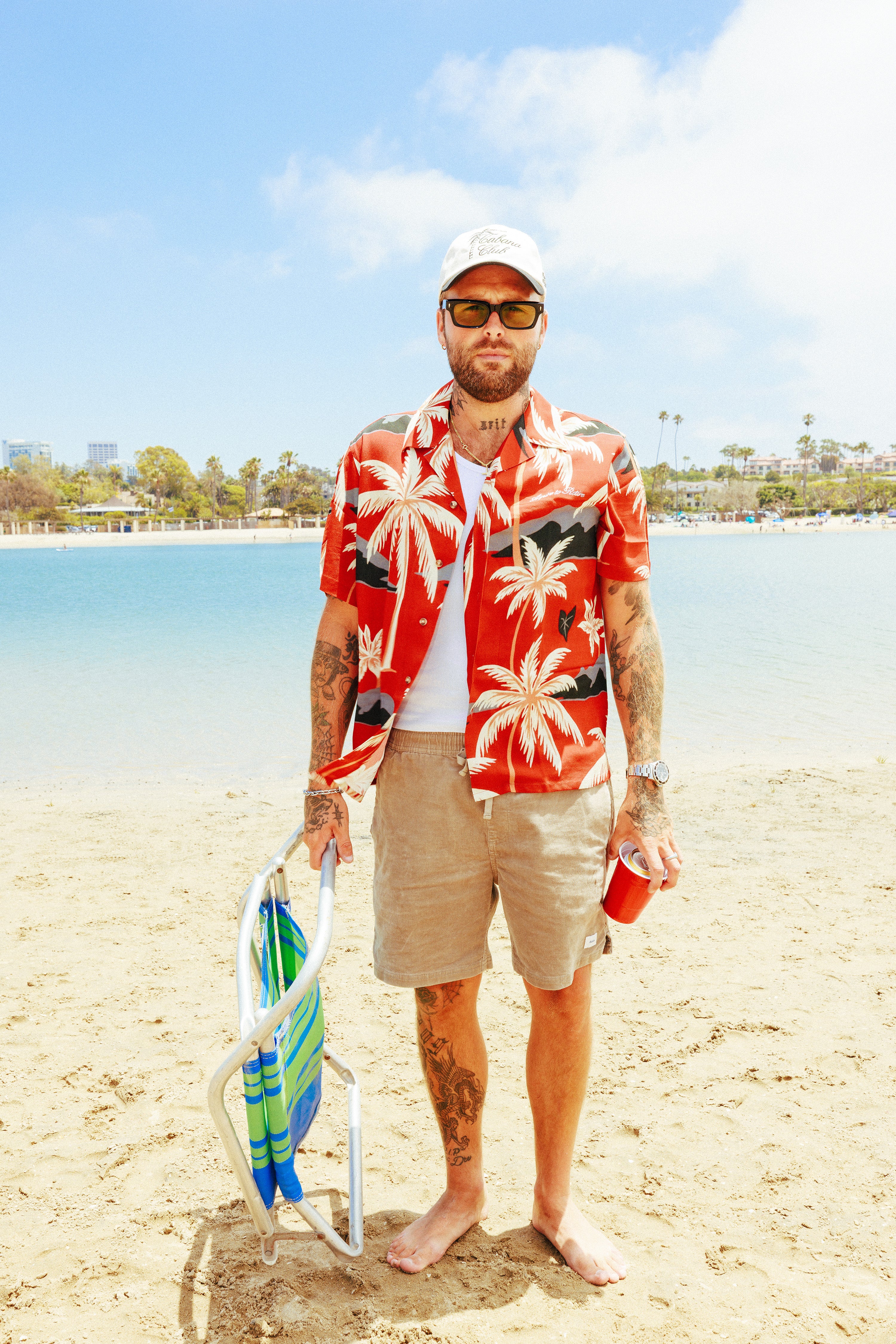 Island S/S Button Up - Crimson
