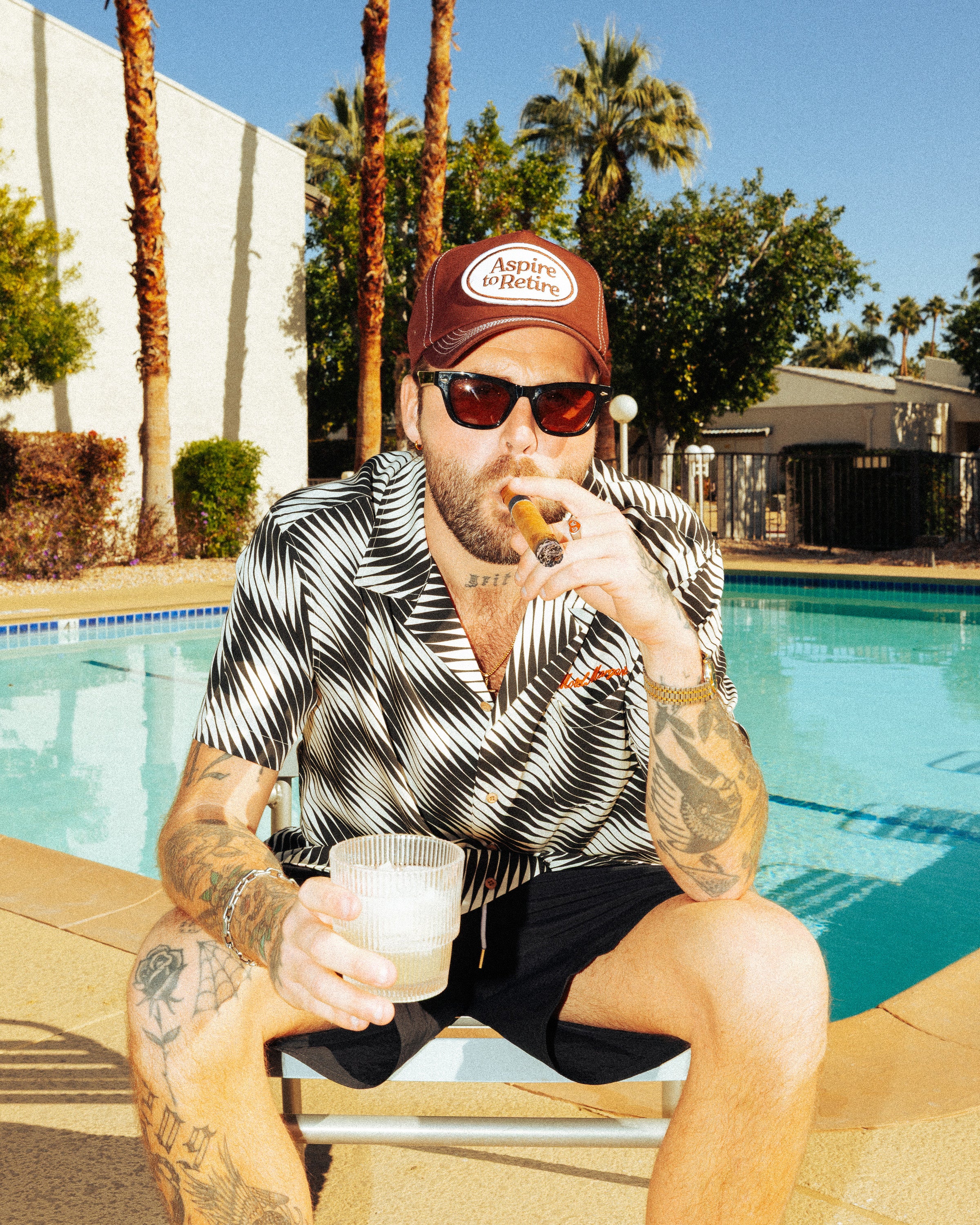 Waves Button Up - Bone/Black