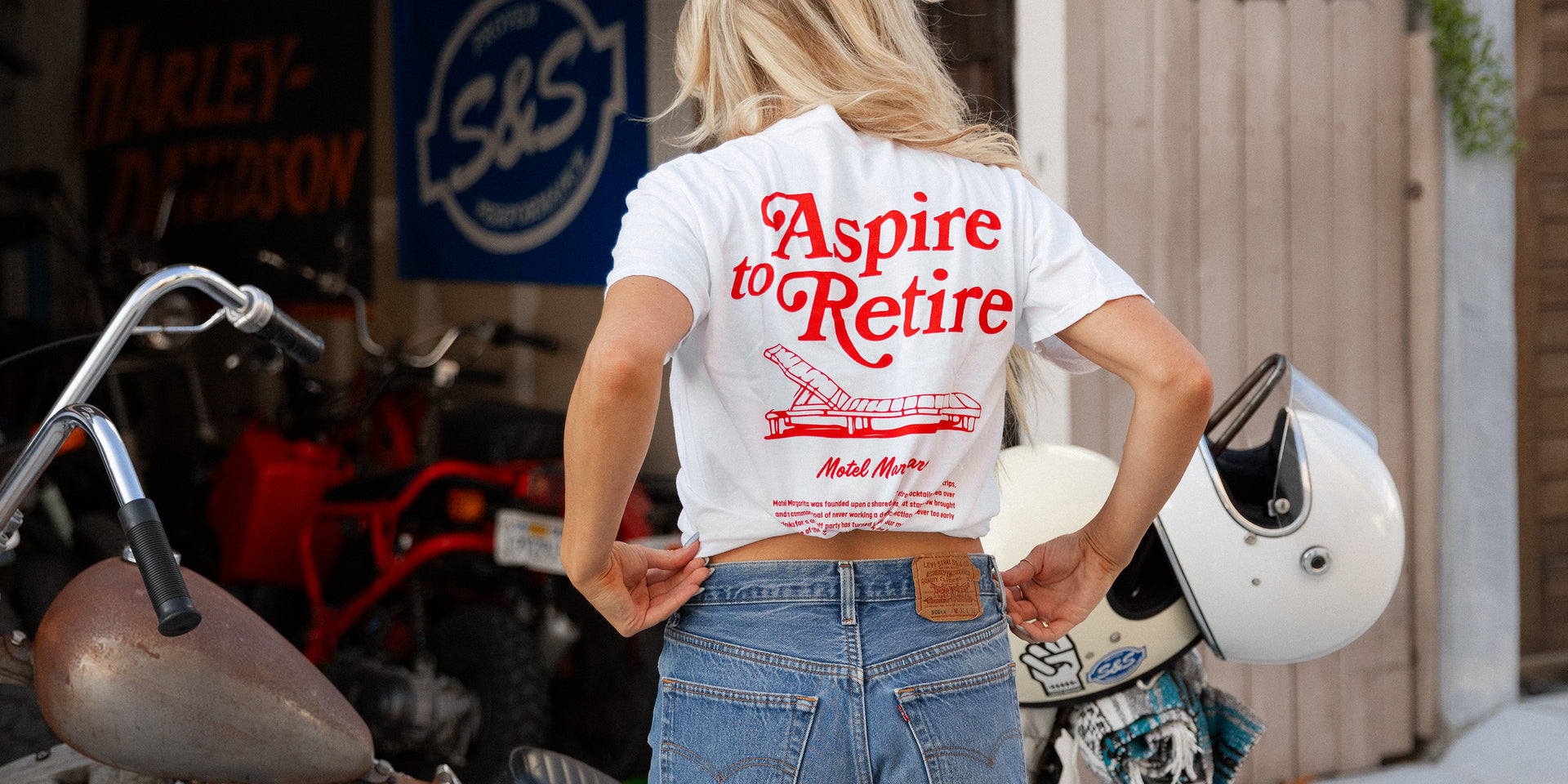 Aspire to Retire Lounge Tee Motel Margarita