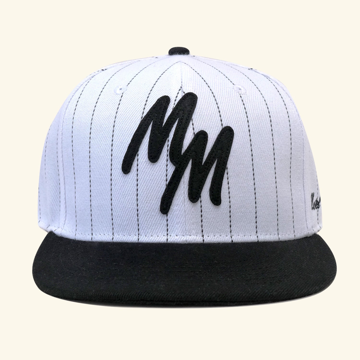 Moniker Snapback - White/Black Pinstripe