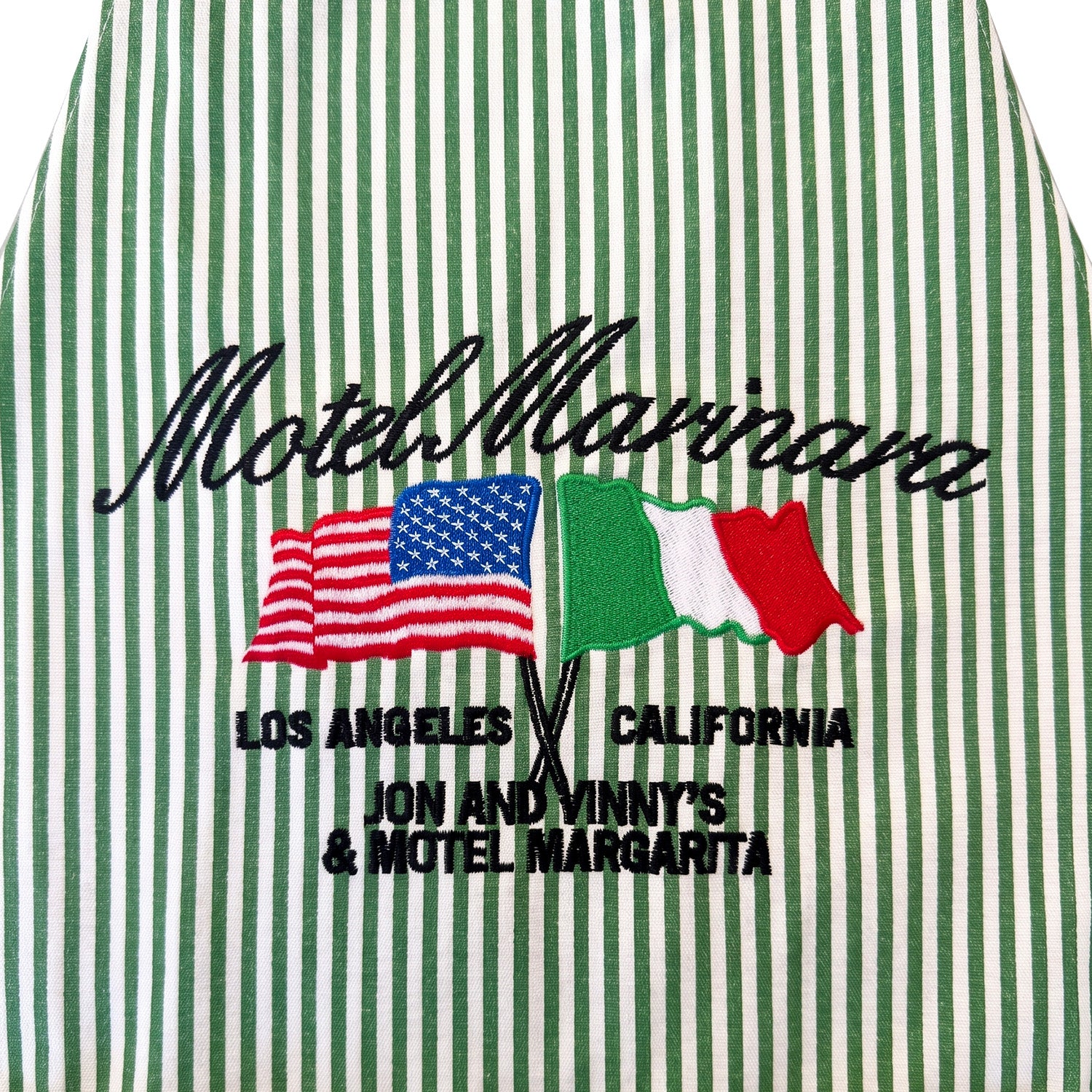 Motel Marinara Apron - Green/White (Motel Margarita x Jon & Vinny's)