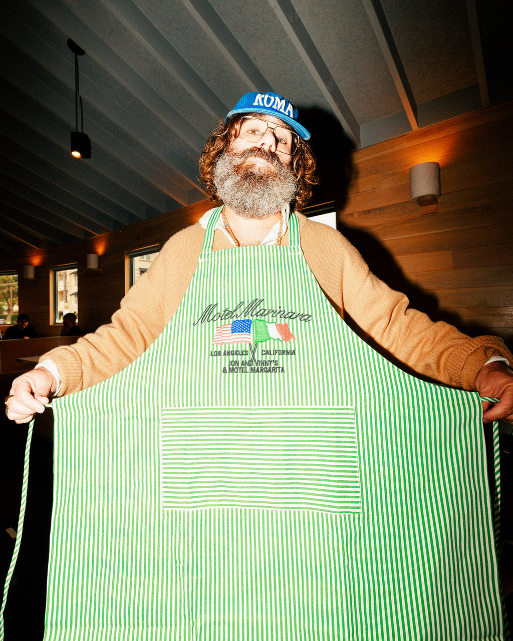 Motel Marinara Apron - Green/White (Motel Margarita x Jon & Vinny's)