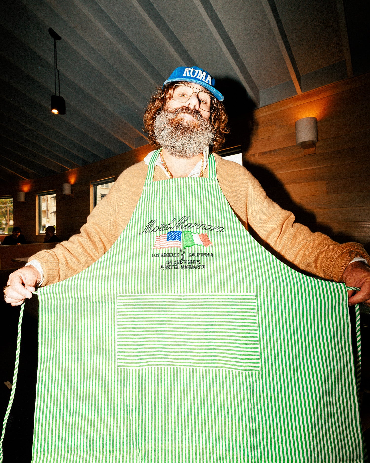 Motel Marinara Apron - Green/White (Motel Margarita x Jon & Vinny's)
