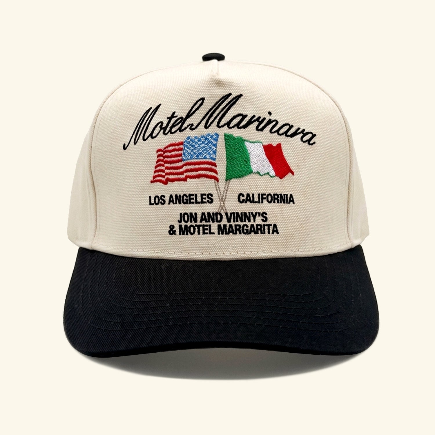 Motel Marinara Snapback - Bone/Black (Motel Margarita x Jon & Vinny's)
