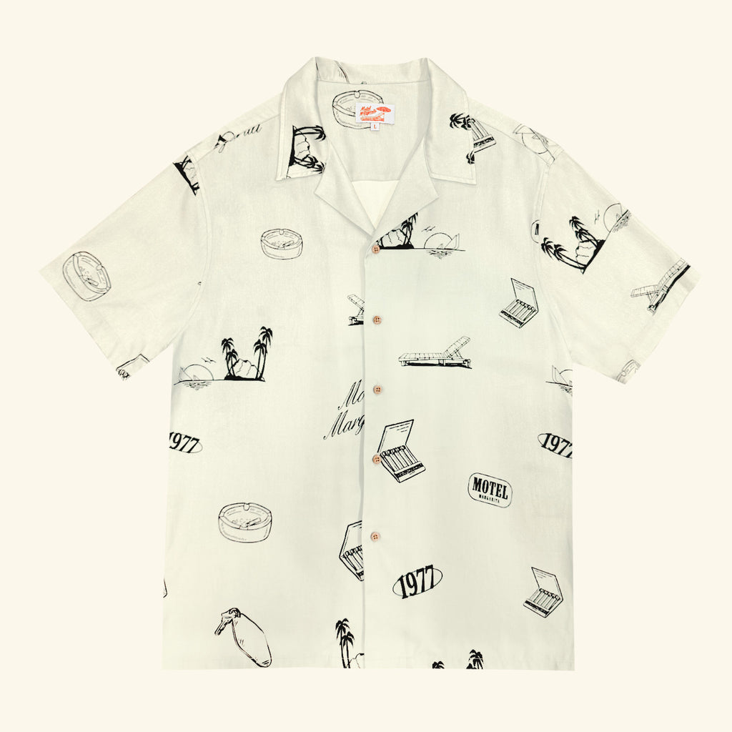 No Vacancy Button Up - Bone