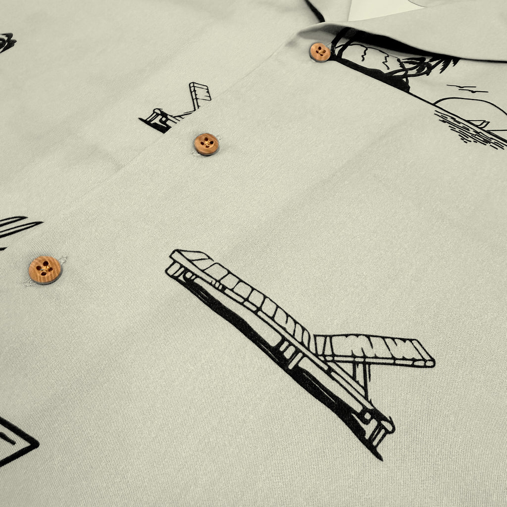 No Vacancy Button Up - Bone