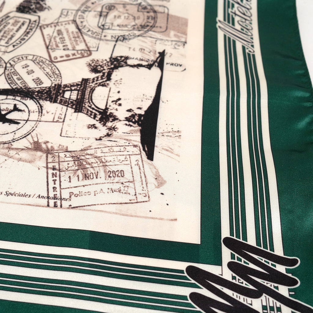 Passport Scarf - Bone/Green