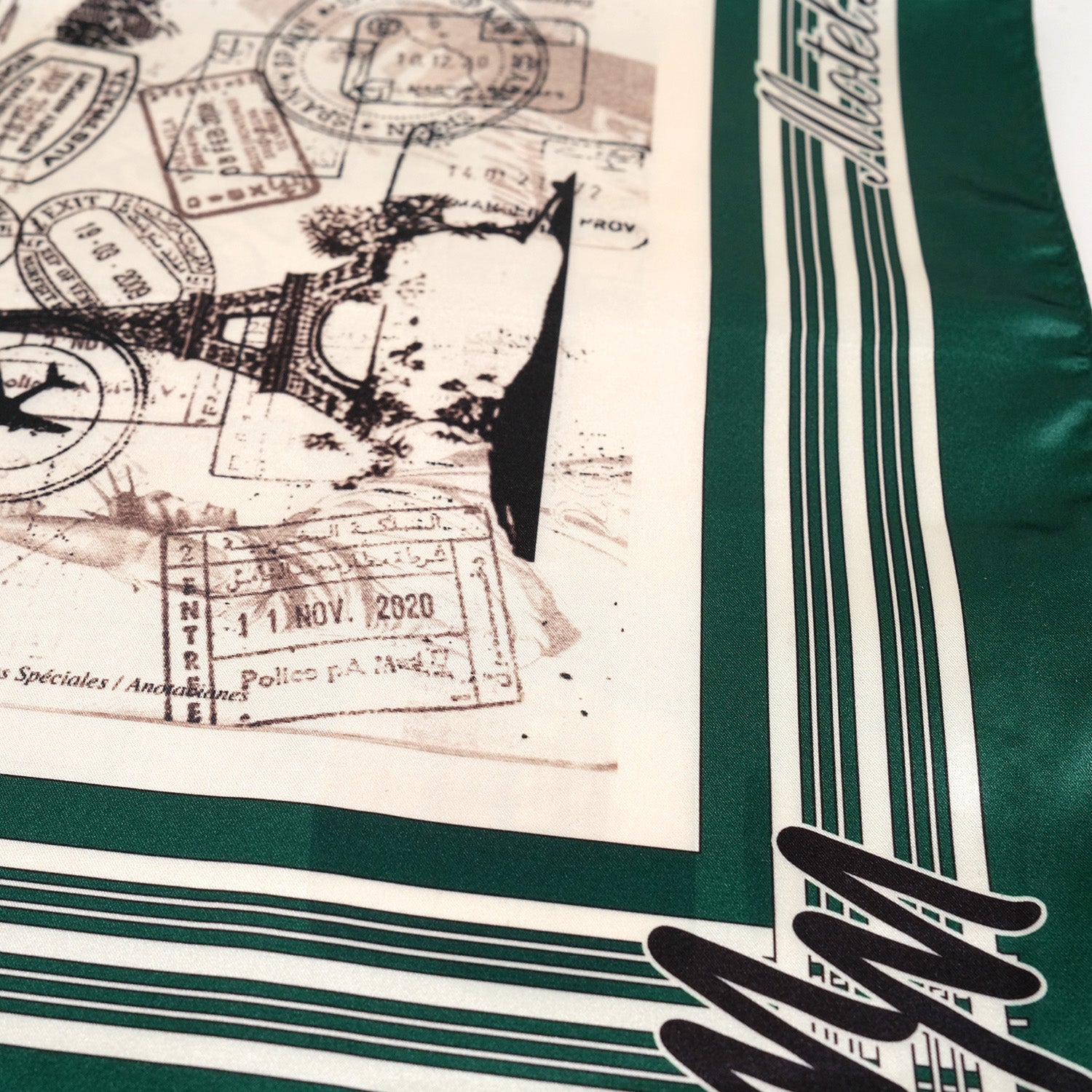 Passport Scarf - Bone/Green
