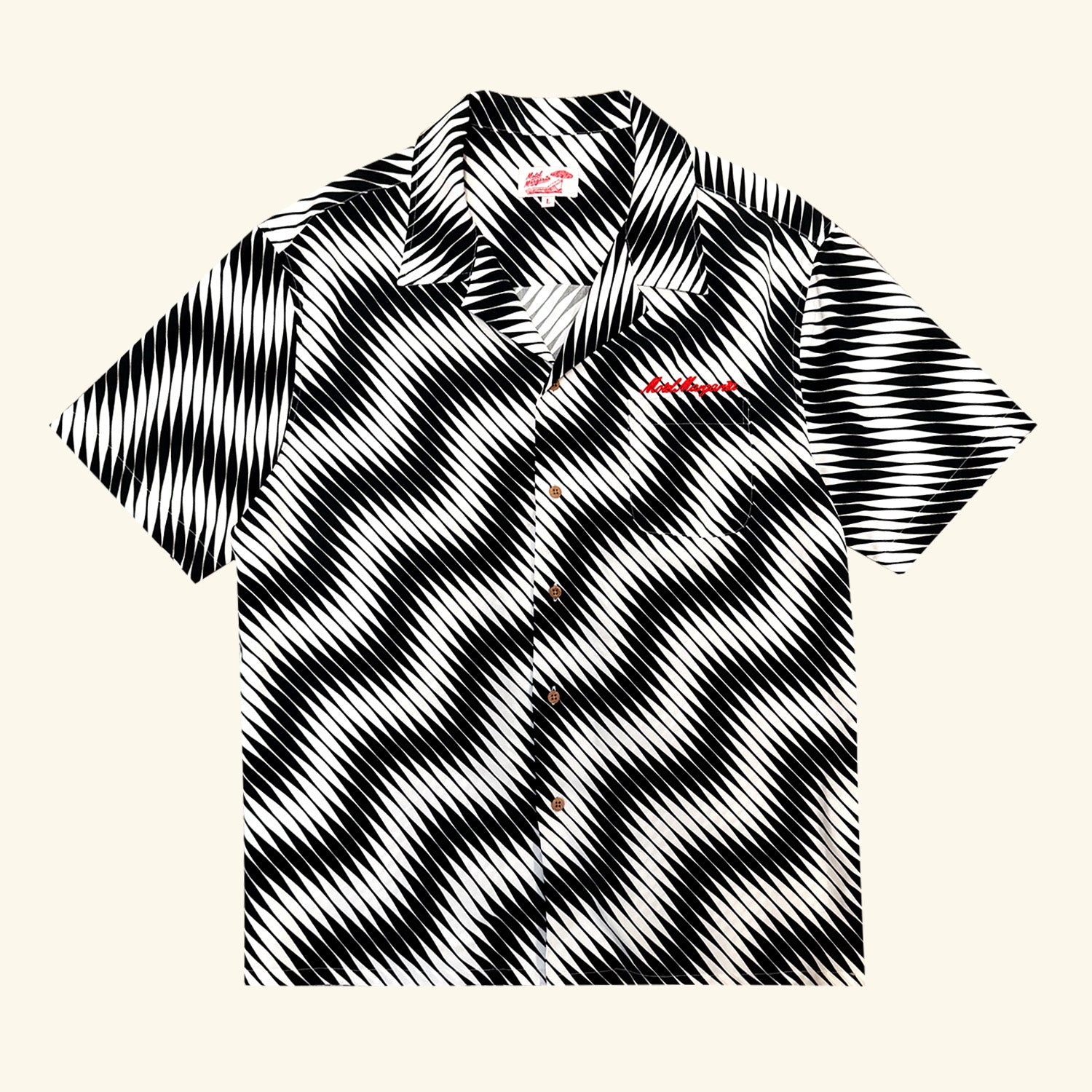 Waves Button Up - Bone/Black